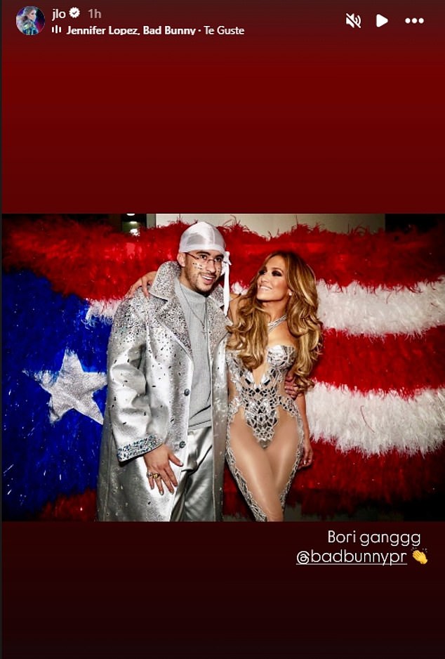 Super portorikanska pjevačica Jennifer Lopez proslavila je ogromne vijesti o Super Bowlu Bad Bunny