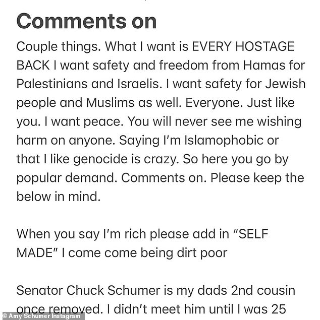 U kasnijem postu komičar je podijelio bilješku najavljujući da otvara svoj odjeljak za komentare i 'prihvaćanje ljubavi i povratnih informacija'