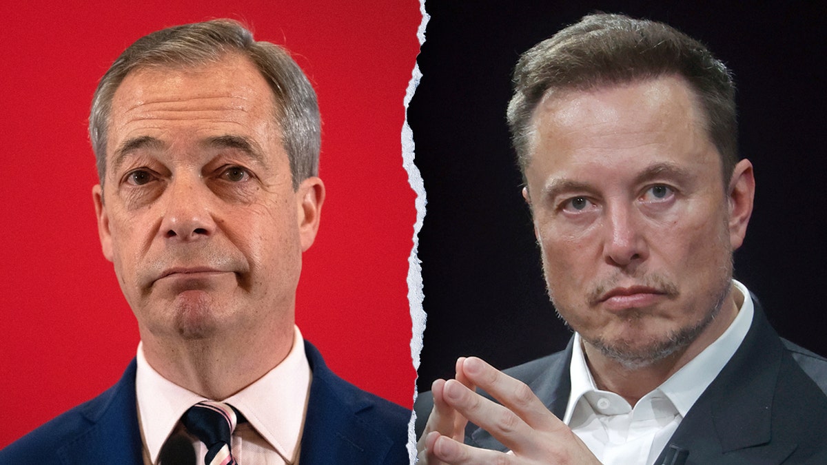 Lijevo: Nigel Farage; Desno: Elon Musk