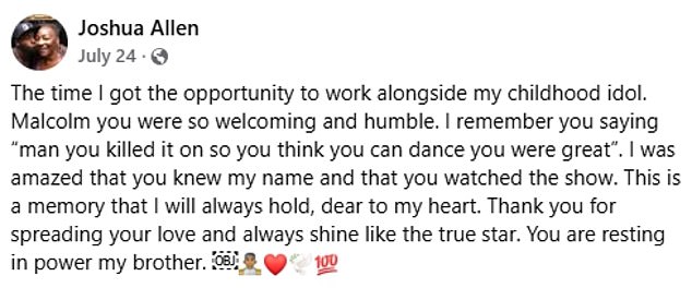 Sada se ispostavilo da je posljednji put objavio na Facebooku krajem srpnja, hvatajući Malcolm-Jamal Warner s isječkama zajedno u zajednici