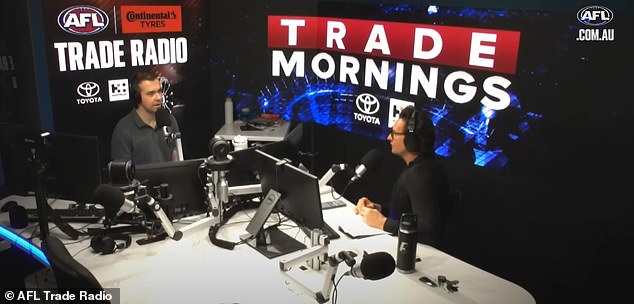 Robinsona su na trgovinski radio pozvani Tom Morris (lijevo) i James Hird (desno), ali producenti emisije od tada su presjekli njegovu brutalno jezivu bijes AFL -a i Geelonga iz podcasta koji su objavljeni na mreži na mreži