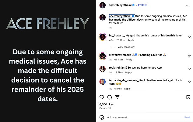 Frehley je iznenada objavio da otkazuje ostatak svoje turneje 2025