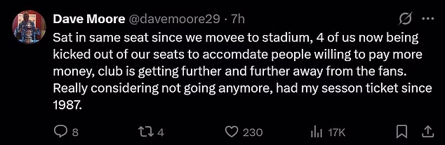 Mnogi nezadovoljni navijači otišli su na X kako bi izrazili svoju frustraciju zbog preseljenja