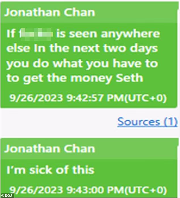 U drugom slučaju, Hu je navodno uputio svog suoptuženika da 'učini što mora da dobije novac' od druge žrtve, koja je identificirana kao John Doe #6