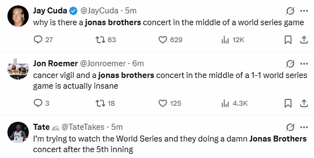 Obožavatelji bejzbola bili su manje nego oduševljeni gledajući nastup Jonas Brothersa u subotu