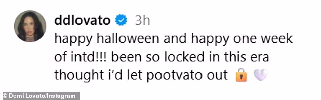 'Sretna Noć vještica i sretan jedan tjedan INTD-a!' 33-godišnja pop zvijezda napisala je svoj Instagram slideshow u četvrtak. 'Bio sam tako zatvoren u ovo doba, mislio sam da ću pustiti pootvata van'