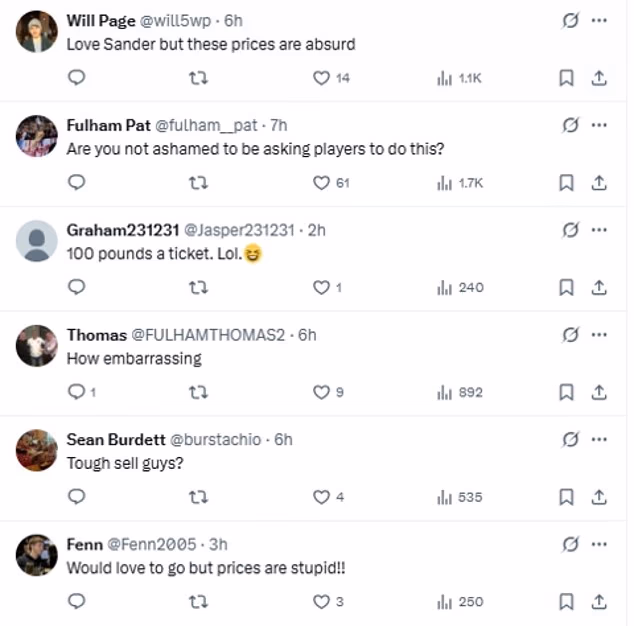 Reakcija na internetu bila je brza. Jedan obožavatelj je napisao: 'Volio bih ići, ali cijene su glupe.' Drugi je rekao: 'Volim Sandera, ali ove cijene su apsurdne.'