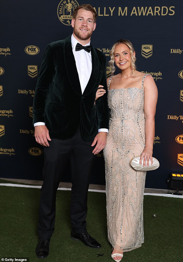 SYDNEY, AUSTRALIA - OCTOBER 01: Matt Burton of the Canterbury Bulldogs arrives ahead of the 2025 Dally M Awards at The Winx Stand, Royal Randwick Racecourse on October 01, 2025 in Sydney, Australia. (Photo by Mark Metcalfe/Getty Images)