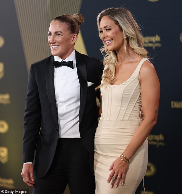 SYDNEY, AUSTRALIA - OCTOBER 01: Ali Brigginshaw of the Brisbane Broncos arrives ahead of the 2025 Dally M Awards at The Winx Stand, Royal Randwick Racecourse on October 01, 2025 in Sydney, Australia. (Photo by Mark Metcalfe/Getty Images)