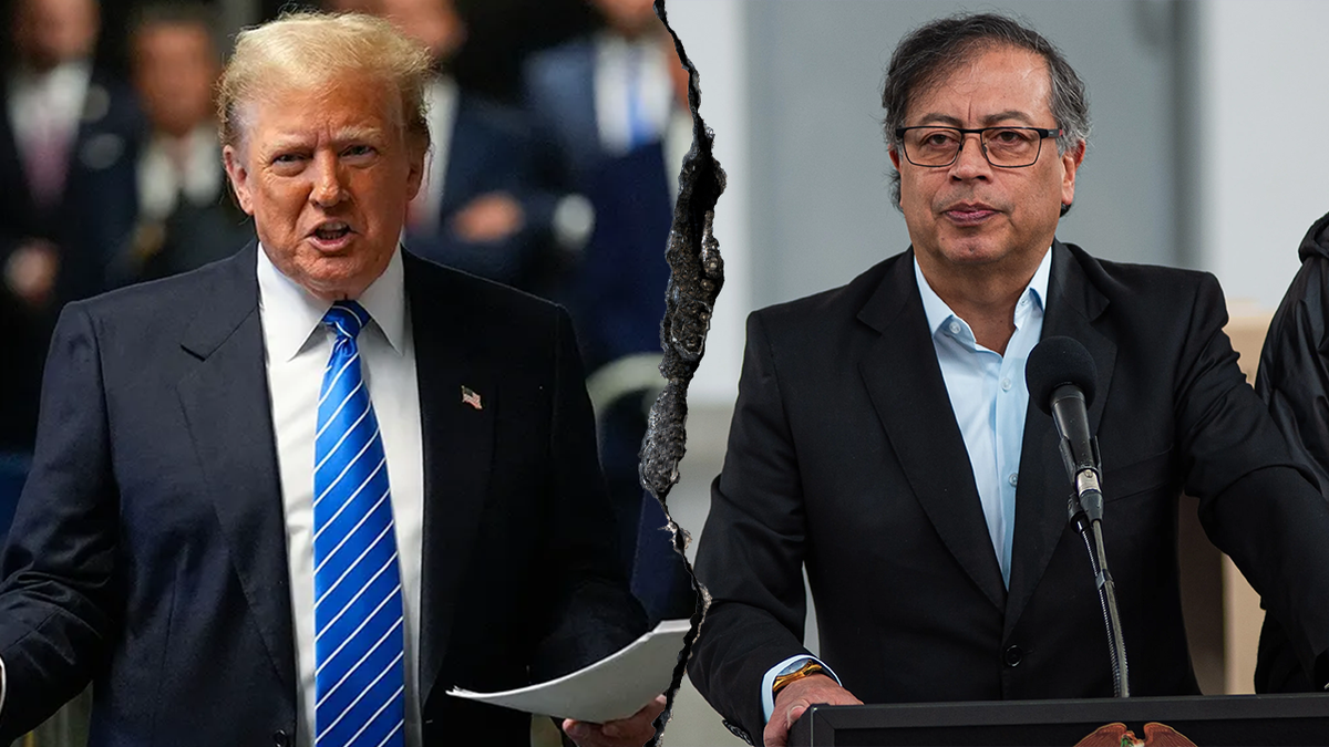 podijeljena slika američkog predsjednika Trumpa i kolumbijskog predsjednika Gustava petra