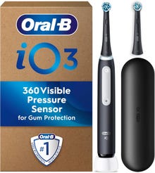 Oral-B IO3 Električna četkica za zube: 2 glave četkice za zube, senzor tlaka, četkica za zube za odrasle s putničkim kućištem