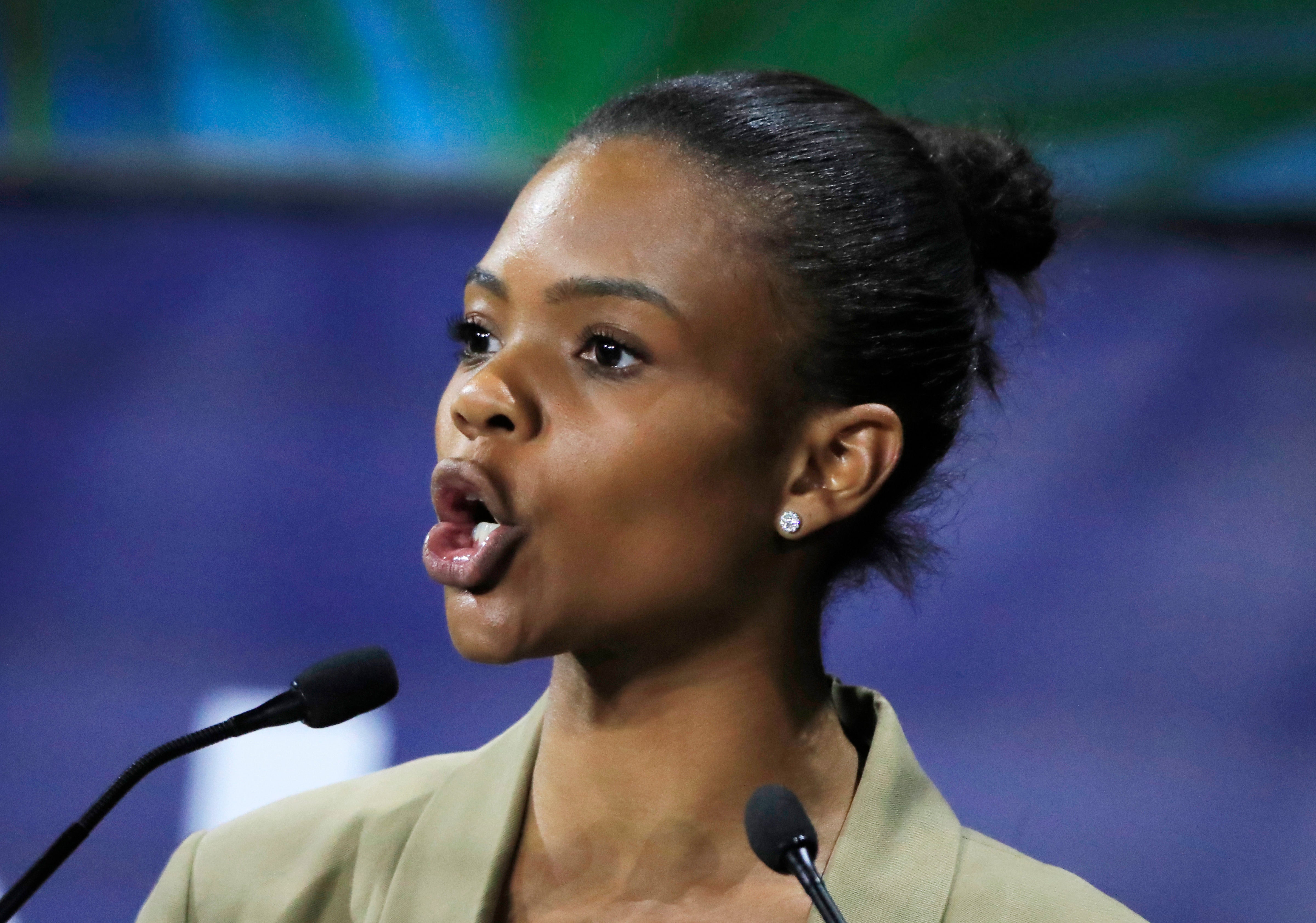 Američka konzervativna komentatorica Candace Owens govori na konvenciji prava, u Parizu, 28. rujna 2019. (AP Photo/Michel Euler, File)