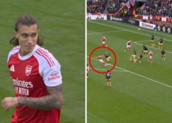 Calafiori dodiruje Eurogol! Desno izvan područja je (gotovo) savršeno. ARSENAL-West Ham naglasak