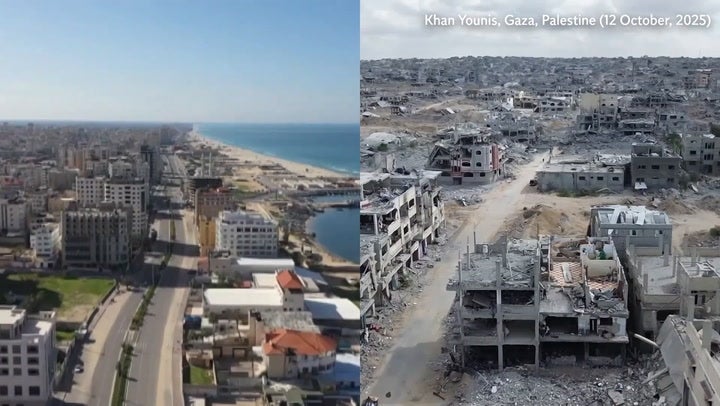 Snimke bespilotnih letjelica prikazuju Gazu prije i poslije rata u šokantnom razmjeru uništenja.