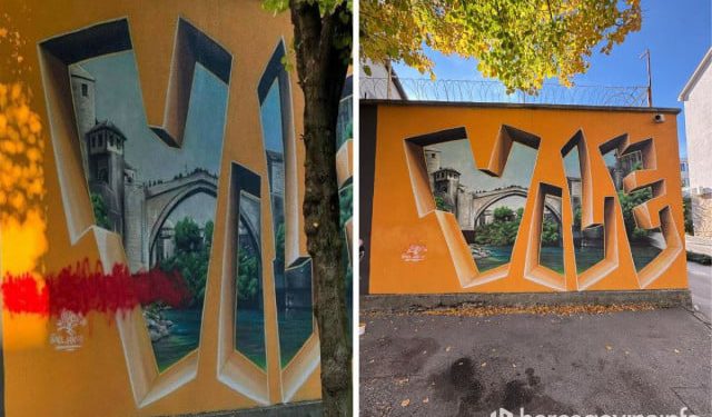 FOTO/VIDEO Članovi udruge Rezon i Street Arts Festivala obnovili oštećene murale u Šantićevoj ulici