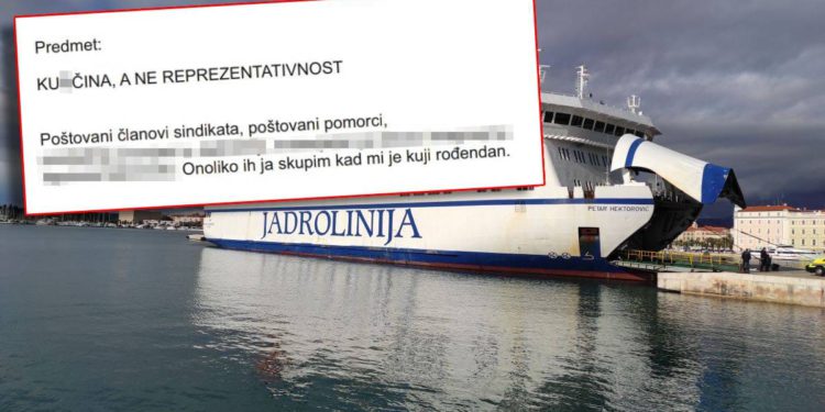 Predsjednik strukovnog sindikata pomoraca Jadrolinije u osebujnom priopćenju: “Ku*čina, a ne reprezentativnost”