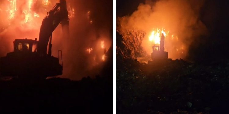 Veliki požar na dalmatinskom odlagalištu otpada. S vatrom se bore bageri