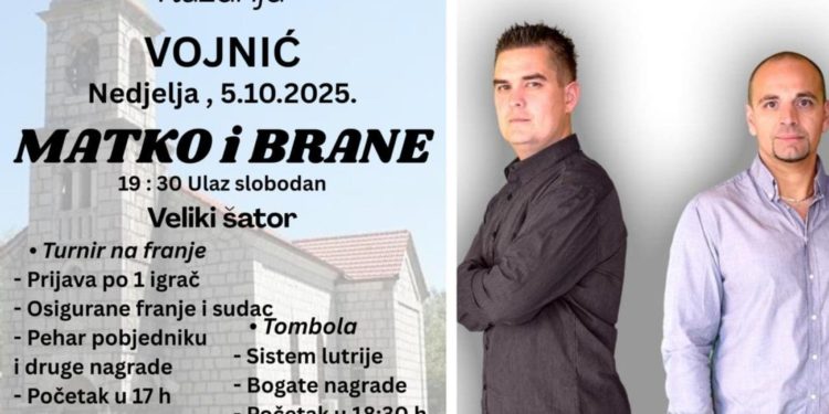 Vojnić slavi blagdan Gospe od Ružarija: Koncert Matka i Brane u nedjelju