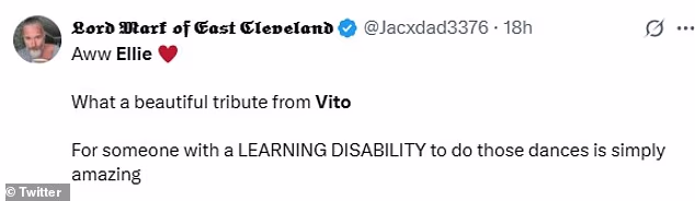 Gledatelji su ubrzo preplavili Twitter kako bi hvalili par, a Vito je rekao: '