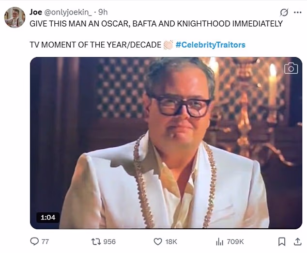 Procjenjuje se da je 10 milijuna ljudi pratilo veliko finale u kojem je izdajica Alan, 49, prevario Nicka Mohammeda i Davida Olusogu da povjeruju da je Vjeran