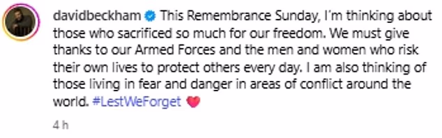 Sir David je napisao: 'Ove nedjelje zadušnice, razmišljam o onima koji su se toliko žrtvovali za našu slobodu'