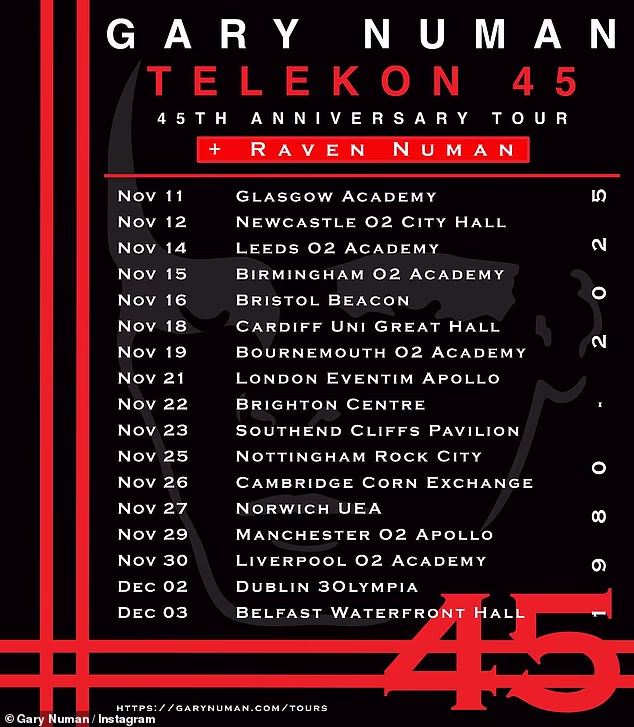 Baš ovaj tjedan, Gary je započeo svoju novu turneju diljem zemlje kojom slavi 45. godišnjicu svog temeljnog albuma Telekon