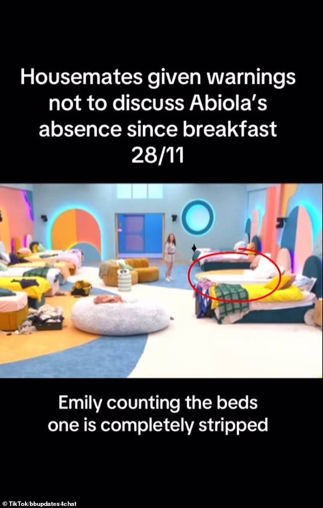 Kasnije je njezin krevet viđen prazan, njezina fotografija izbacivanja na kućnom ekranu posivjela je s natpisom 'deložirana', a ukućani su se čuli kako šapuću da će biti zatvorena do emitiranja sljedeće epizode