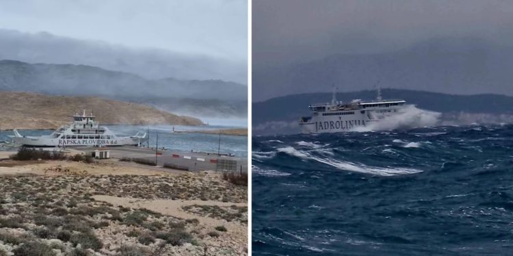 ORKANSKA BURA Trajekti na Rabu privezani, a Hrvat izišao na more – Pogledajte snimku!