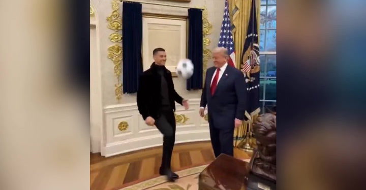 Trump i Ronaldo igraju nogomet u Bijeloj kući u bizarnom AI videu | Vijesti