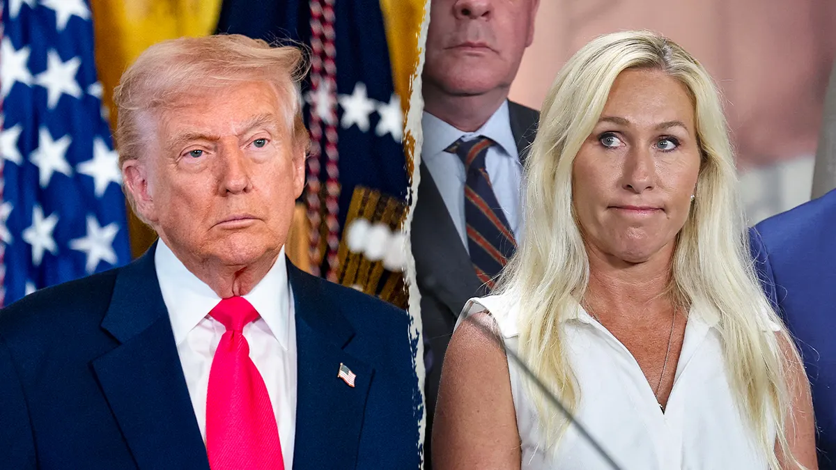 Trump i Marjorie Taylor Greene prikazani u podijeljenoj slici
