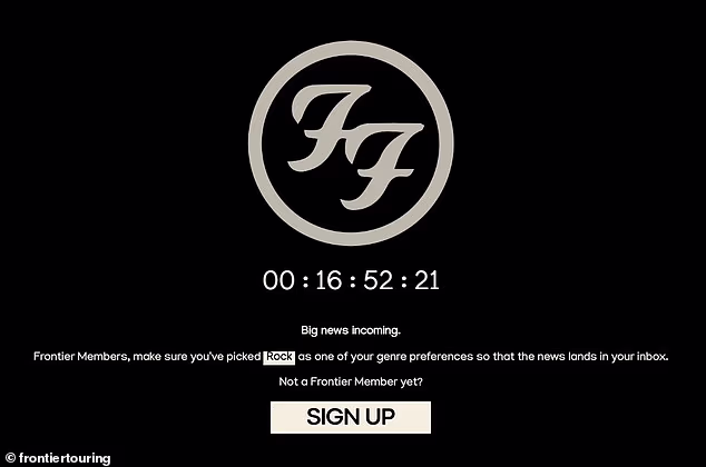 Naslov je također sadržavao poveznicu na posvećenu stranicu Foo Fighters na web stranici Frontier Touring