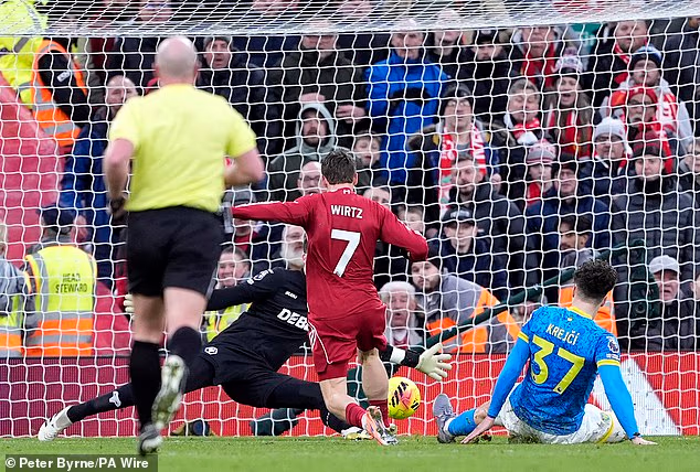 Wirtz je postigao svoj prvi pogodak za Liverpool iz 23. pokušaja u njihovoj 2-1 pobjedi nad Wolvesima