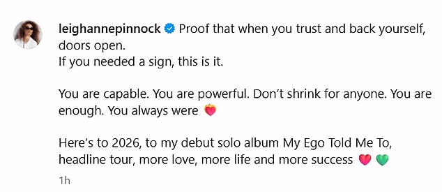 Leigh-Anne je u opisu dodala da je spremna za 'još uspjeha' objavljivanjem svog solo albuma i glavnom turnejom