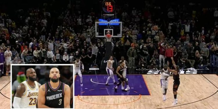 Brooks, trojka u lice LeBrona Jamesa (koji ga gura na zemlju)