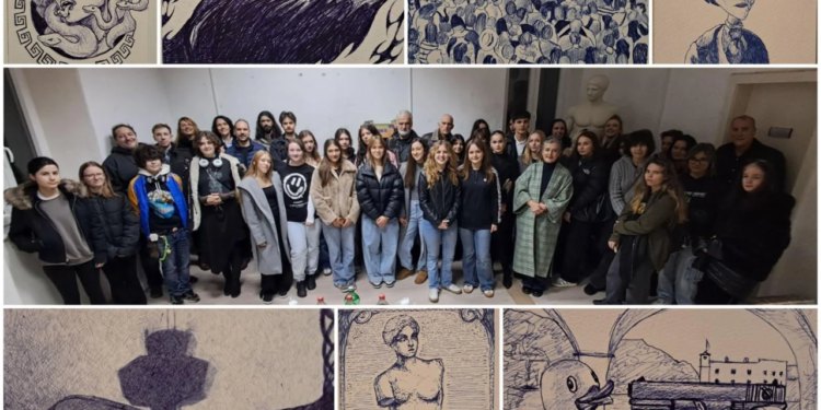 Sadašnji i bivši učenici i profesori Slikarskog odjela Umjetničke škole otvorili izložbu ‘Plava kemijska’: Skoro 100 autora i predivnih radova (kartolina) na jednom mjestu