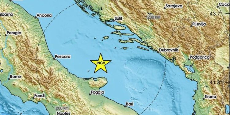 Umjereno jak potres večeras u Jadranskom moru