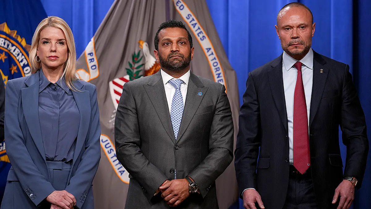 Državna odvjetnica Pam Bondi, direktor FBI-a Kash Patel, zamjenik ravnatelja FBI-a Dan Bongino