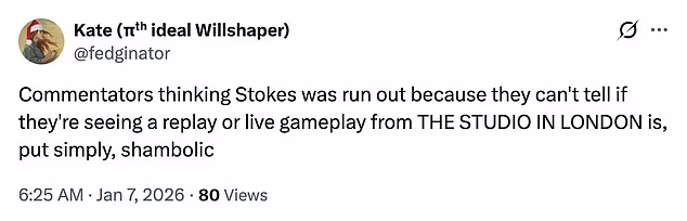 Obožavatelji kriketa brzo su ukazali na pogrešku na društvenim mrežama, a jedan je nazvao pogrešku: 'Vrlo amaterski!'