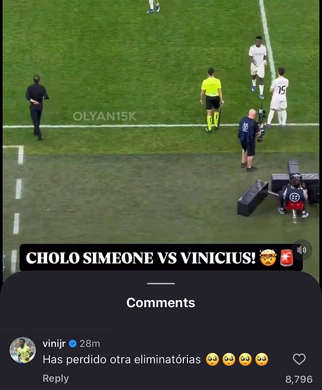 A brazilski napadač je zapalio vatru, komentirajući video Fabrizia Romana o trzavicama na autliniji na španjolskom: 'Ti (Simeone) si izgubio još jednu rundu kvalifikacija'.