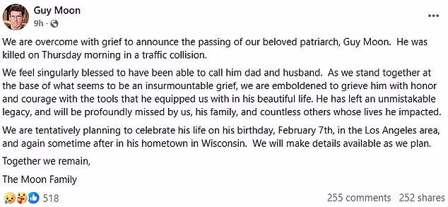 'Poginuo je u četvrtak ujutro u prometnoj nesreći', ispričali su njegovi voljeni. 'Osjećamo se posebno blagoslovljenima što smo ga mogli zvati tatom i mužem'