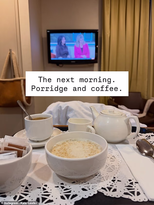 Kate je prije toga rekla da je odlučila provesti još jednu noć u bolnici kako bi se oporavila, a sljedećeg jutra objavila je snimku na kojoj jede kašu