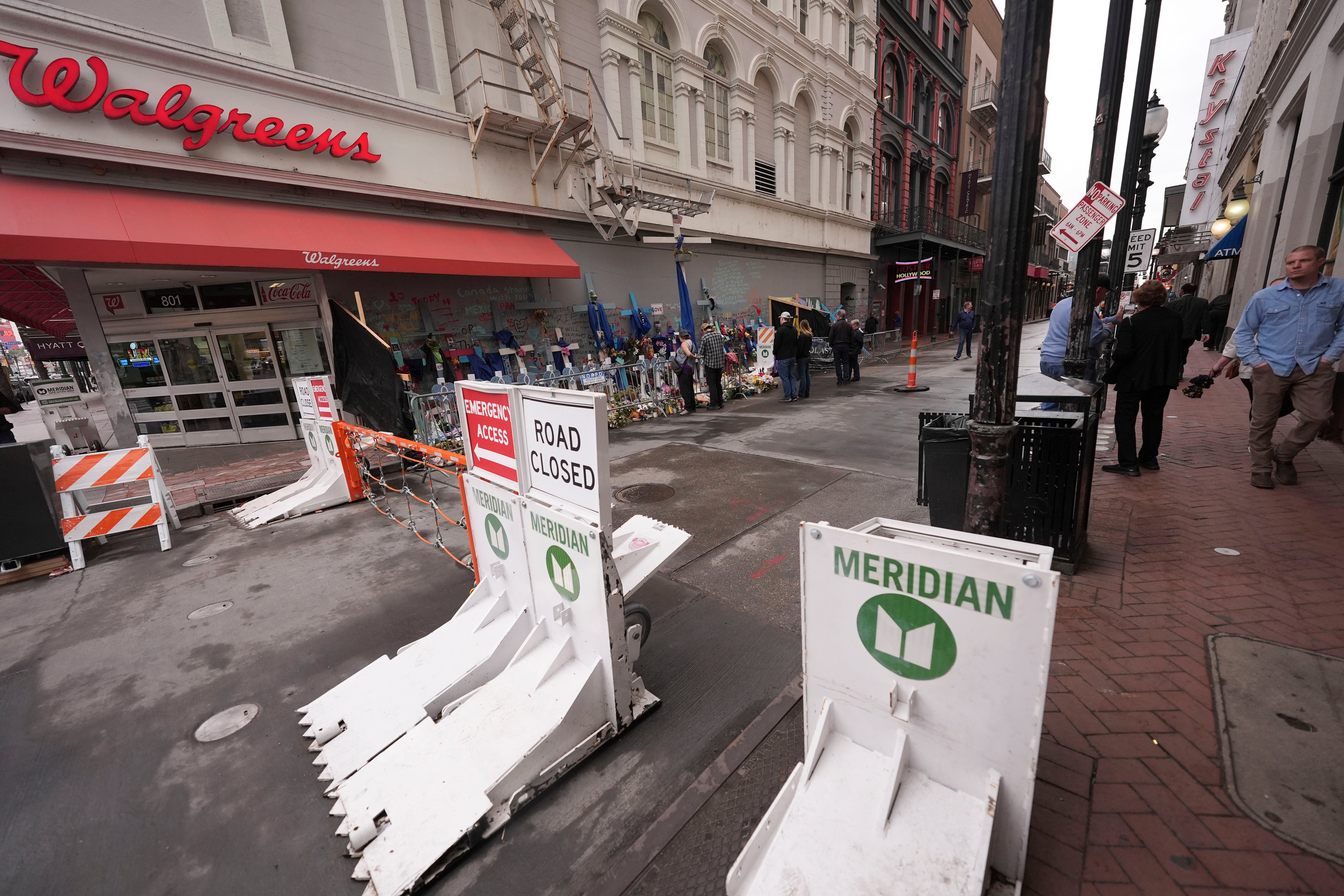 ‘Drop and stop’ security barriers installed on Bourbon Street in New Orleans, Louisiana, ahead of the 2025 Super Bowl. Similar physical barriers will likely be present during World Cup games to secure traffic corridors and protect pedestrians from vehicles