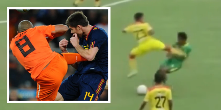 Pogrešno prema "De Jong" u Indoneziji: noga ispružena preko prsa i slomljena rebra