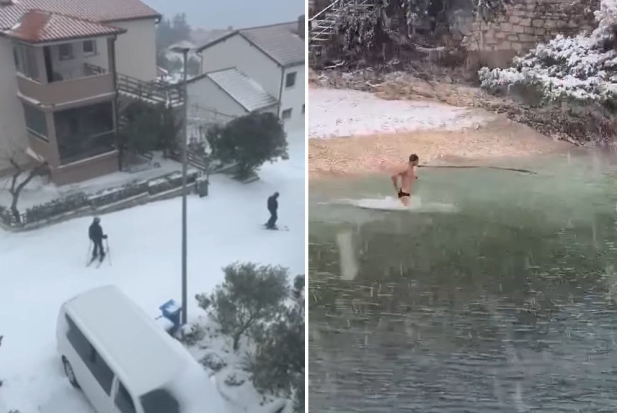 VIDEO Snijeg je jučer zabijelio i Unije, prošetajte snježnim kalama!