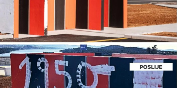 Slobodna Dalmacija – Navijačka netrpeljivost: tek uređeno odmorište na šibenskom mostu Torcida ‘preuredila’ po svom guštu