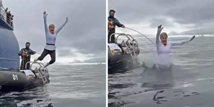 VIDEO Grabar-Kitarović skočila s gumenjaka u ledeno more