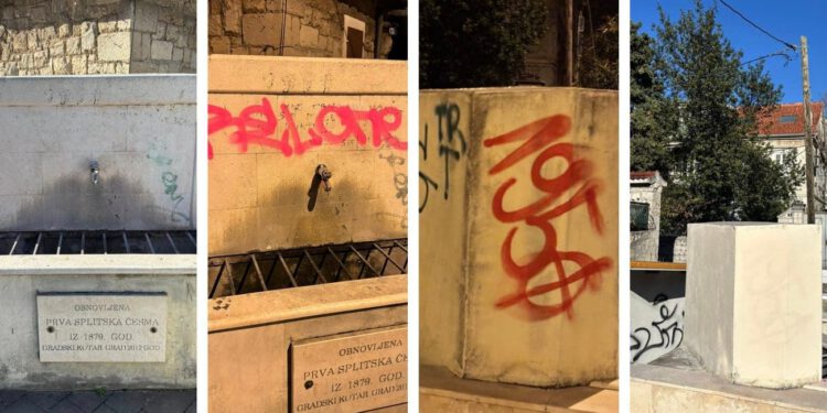 Vandali išarali prvu splitsku česmu na Dobrom