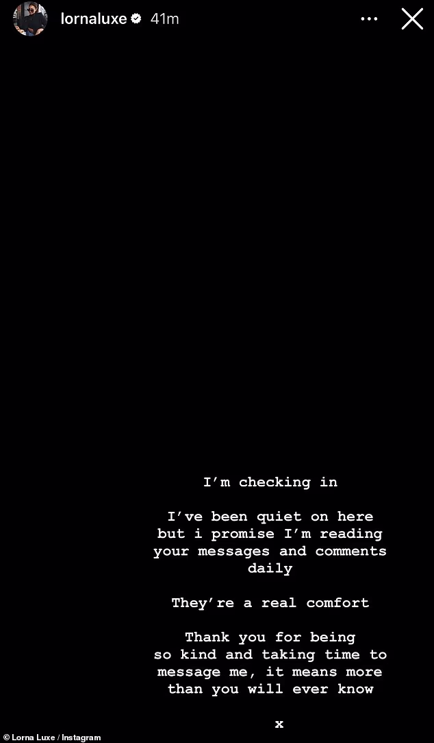 Nakon što je odvojila vrijeme od društvenih medija, Lorna se sada vratila na mjesto gdje je objavila novosti za svoju legiju obožavatelja