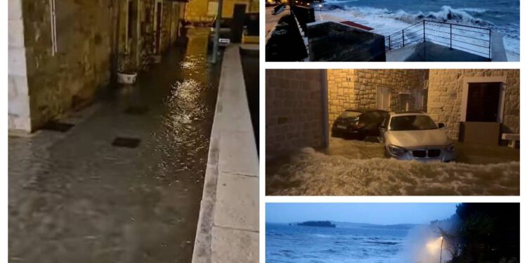 DALMACIJA POD MOREM Jedna od najjačih ciklonalnih plima u posljednje vrijeme potopila obalu