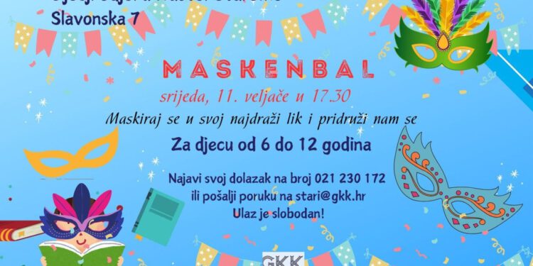Dječji maskenbal u Dječjem odjelu Gradske knjižnice Kaštela u srijedu 11. veljače